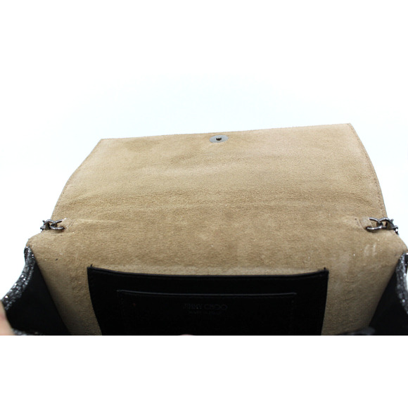 F0 Excellent Authentic Jimmy Choo Silver Glitter Crossbody Clutch Bag - Picture 4 of 6